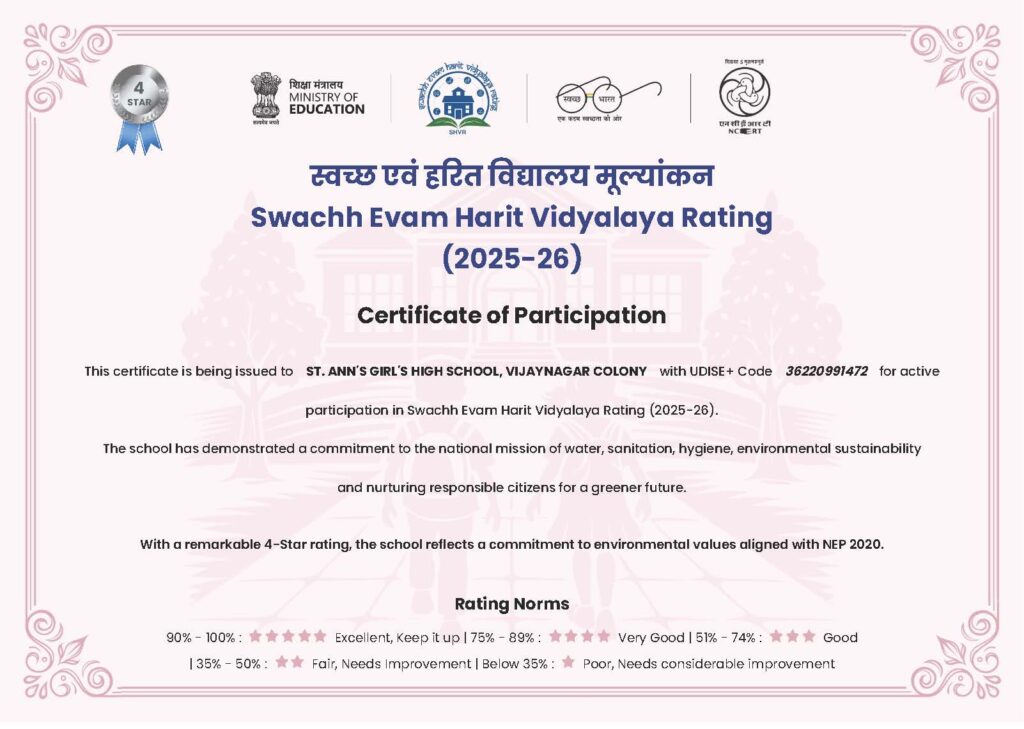 SWACH EVAM HARIT VIDYALAYA CERTIFICATE 2025-26